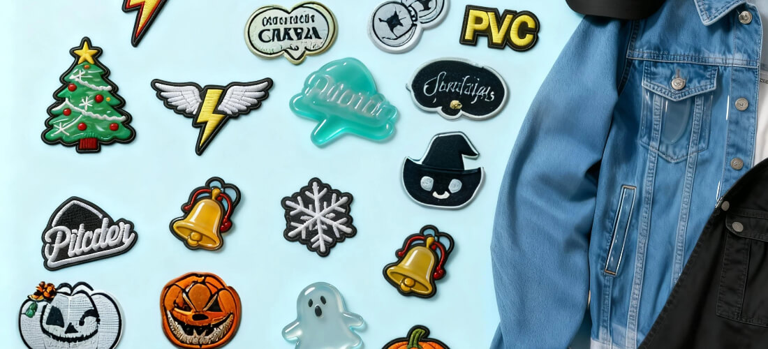 Different styles of custom embroidered and PVC patches