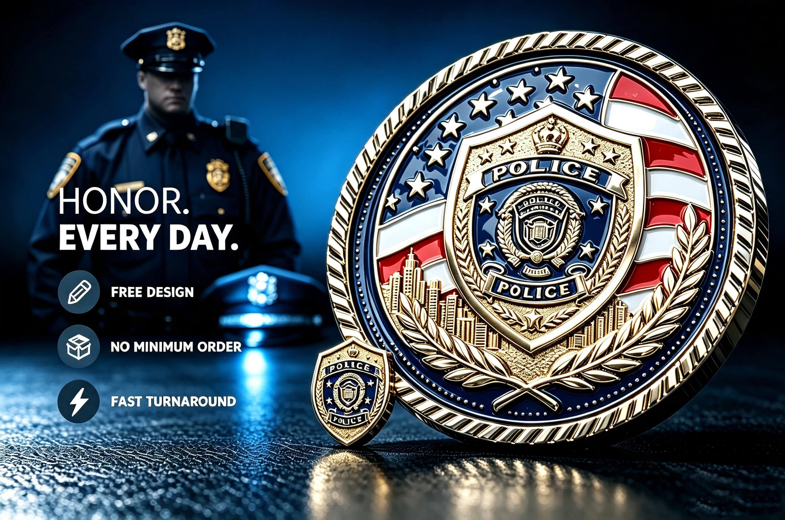 Custom Police Challenge Coins for Police Departments & Law Enforcement